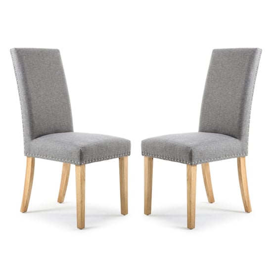 Read more about Rabat silver grey linen dining chairs and natural leg in pair