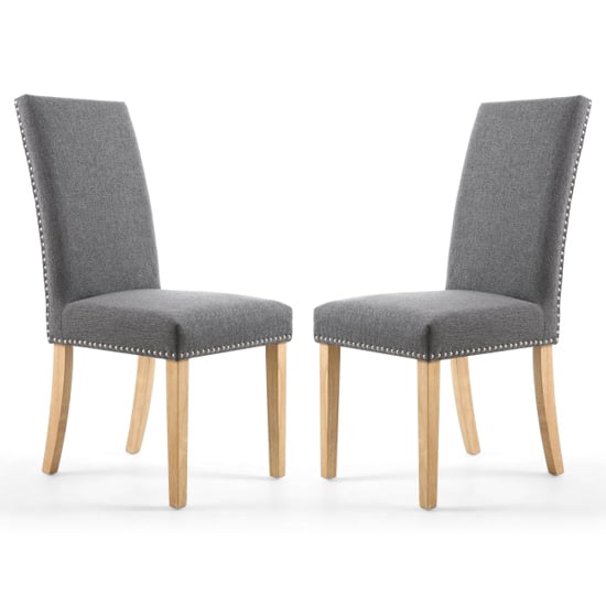 Rabat Steel Grey Linen Dining Chairs And Natural Legs In Pair