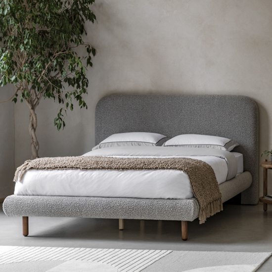 Read more about Randers fabric double bed with oak legs in grey