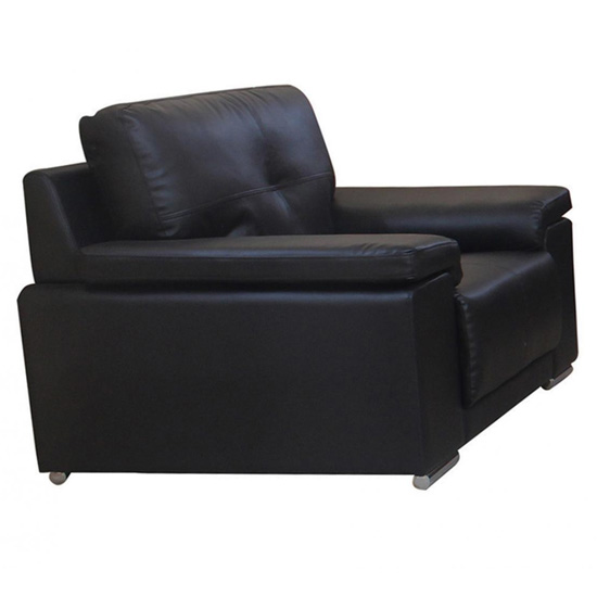 Ravia Bonded PU Leather 1 Seater Sofa In Black