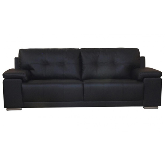 Ravia Bonded PU Leather 3 Seater Sofa In Black