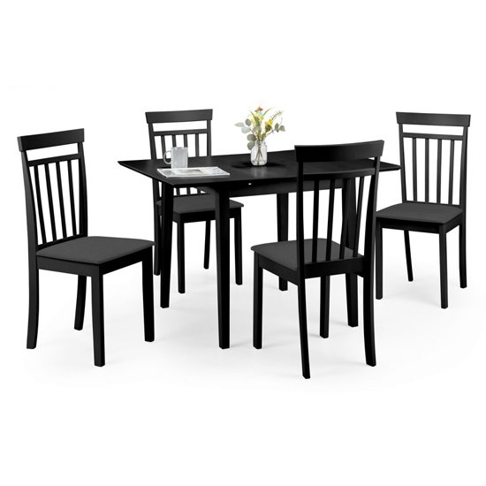 Ranee Extending Dining Table With 4 Coast Chairs In Black