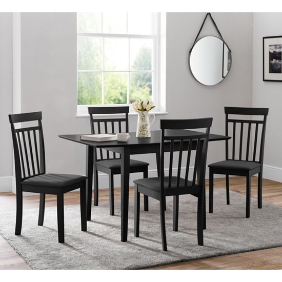 Ranee Extending Dining Table With 4 Coast Chairs In Black