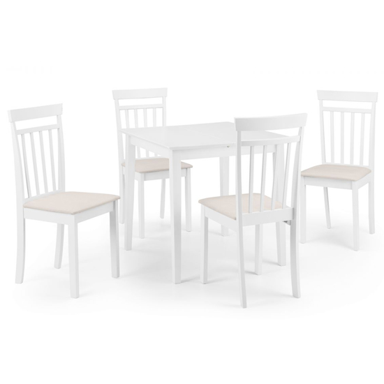 Ranee Extending Dining Table With 4 Coast Chairs In White
