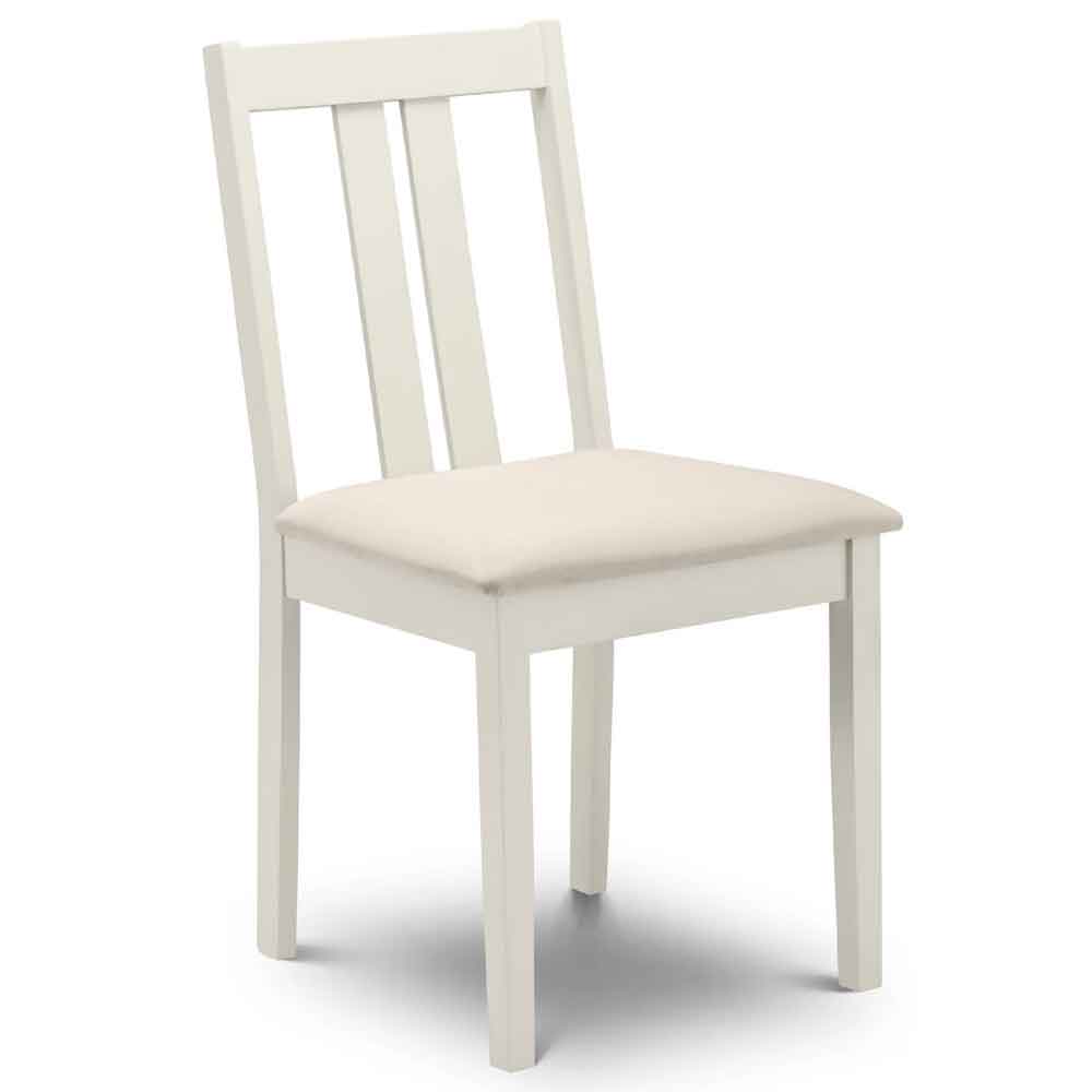 Ranee Ivory Wooden Dining Chairs with Fabric Seat in Pair