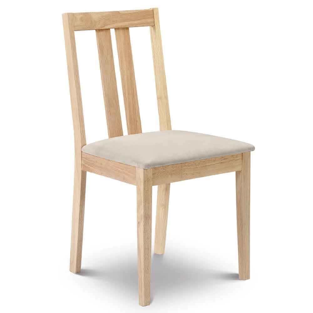 Ranee Light Oak Wooden Dining Chairs with Fabric Seat in Pair