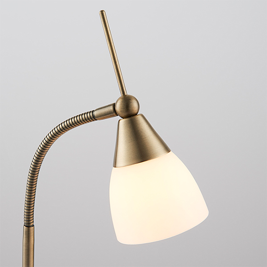 Range White Glass Touch Task Table Lamp In Antique Brass