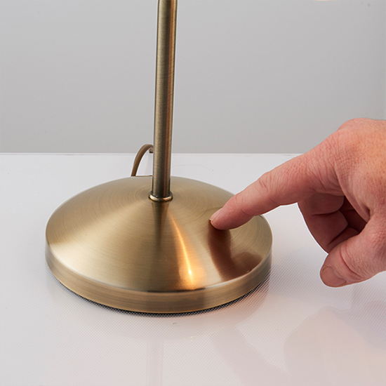 Range White Glass Touch Task Table Lamp In Antique Brass