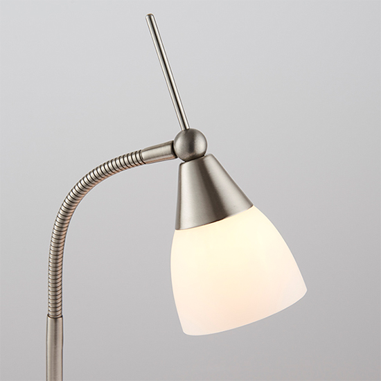 Range White Glass Touch Task Table Lamp In Satin Chrome