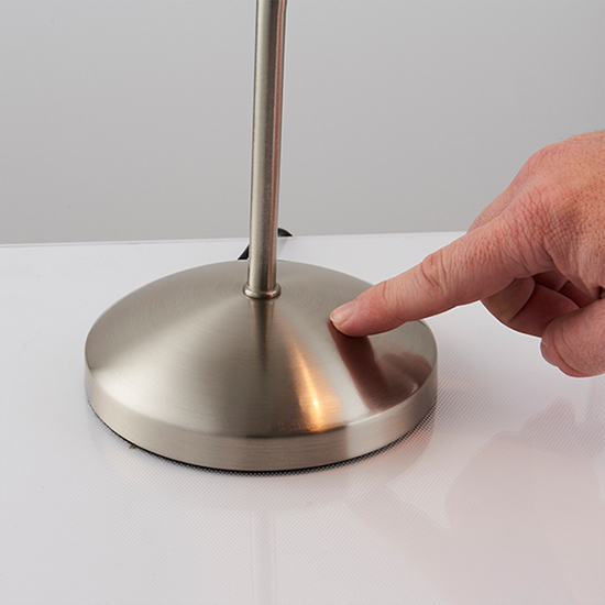 Range White Glass Touch Task Table Lamp In Satin Chrome