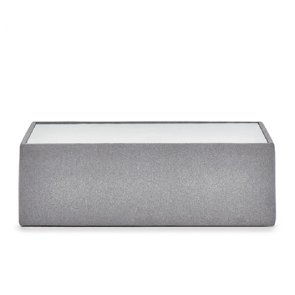 Rania Glass Top Coffee Table With Grey Fabric Frame