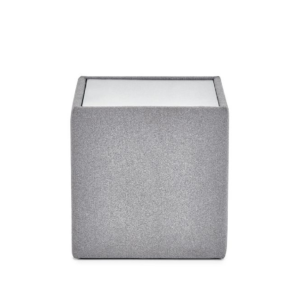 Rania Glass Top Lamp Table With Grey Fabric Frame