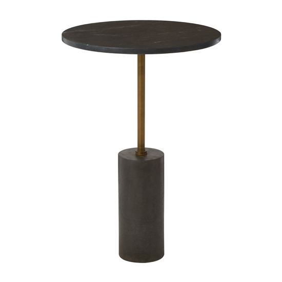 Menkent Round Marble Side Table In Black