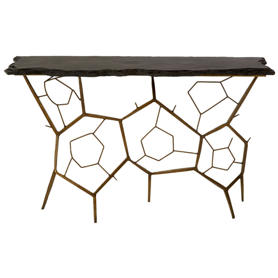 Menkent Stone Top Console Table In Black