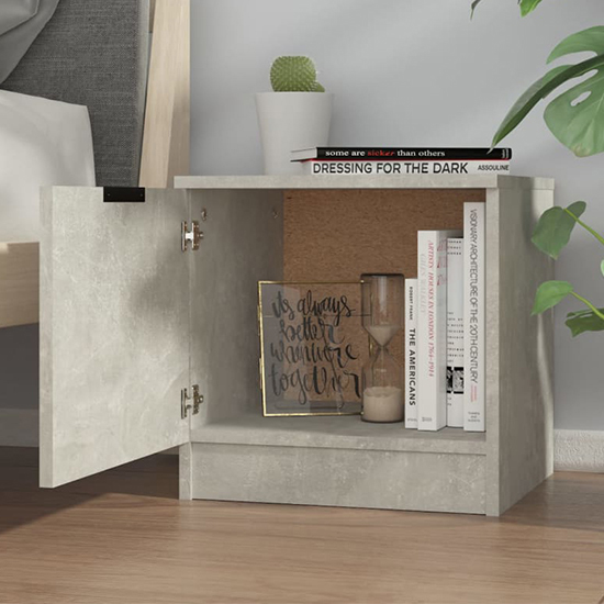Ranya Wooden Bedside Cabinet With 1 Door In Concrete Effect_2