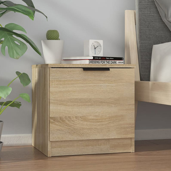 Photo of Ranya wooden bedside cabinet with 1 door in sonoma oak