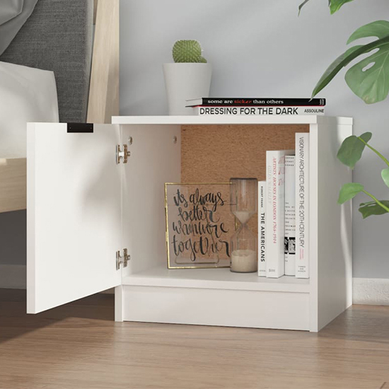Ranya Wooden Bedside Cabinet With 1 Door In White