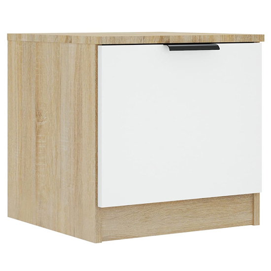 Ranya Wooden Bedside Cabinet With 1 Door In White Sonoma Oak_3