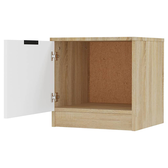 Ranya Wooden Bedside Cabinet With 1 Door In White Sonoma Oak_5