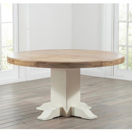 Rapeto Round 150cm Wooden Dining Table In Oak And Cream_2