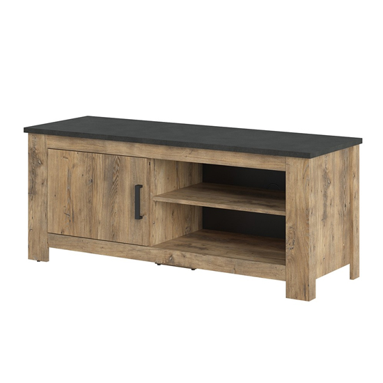 Read more about Rapilla wooden 1 door tv stand in chestnut and matera grey