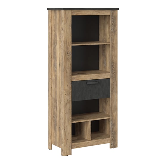 Read more about Rapilla 1 drawer bookcase in chestnut and matera grey