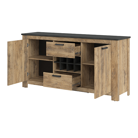 Rapilla Wooden Sideboard With 2 Doors In Chestnut Matera Grey