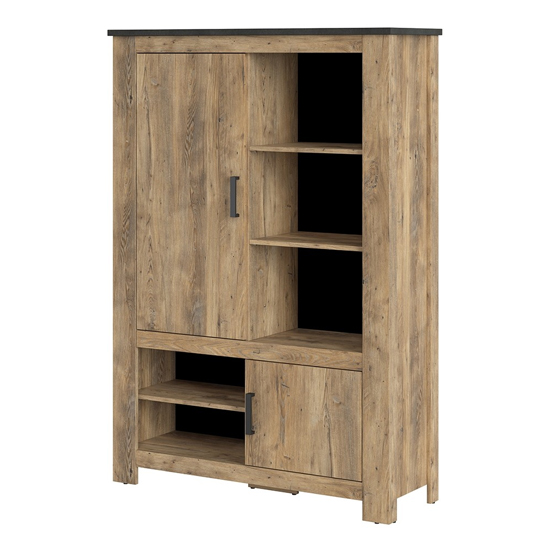 Rapilla 2 Doors Storage Cabinet In Chestnut And Matera Grey_2