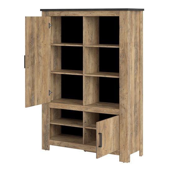 Rapilla 2 Doors Storage Cabinet In Chestnut And Matera Grey_3