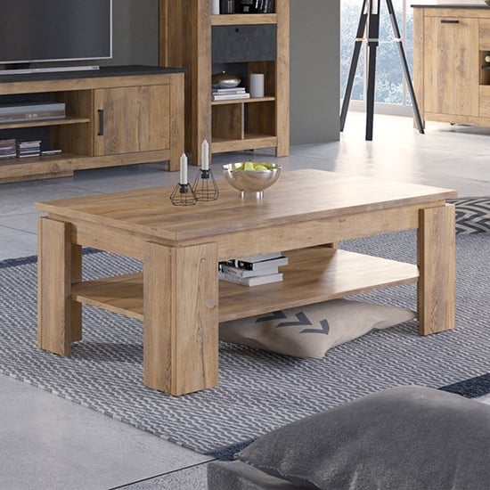 Read more about Rapilla rectangular wooden coffee table in chesnut