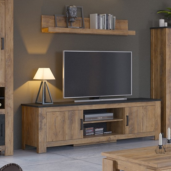 Rapilla Wide Wooden Wall Shelf In Chestnut