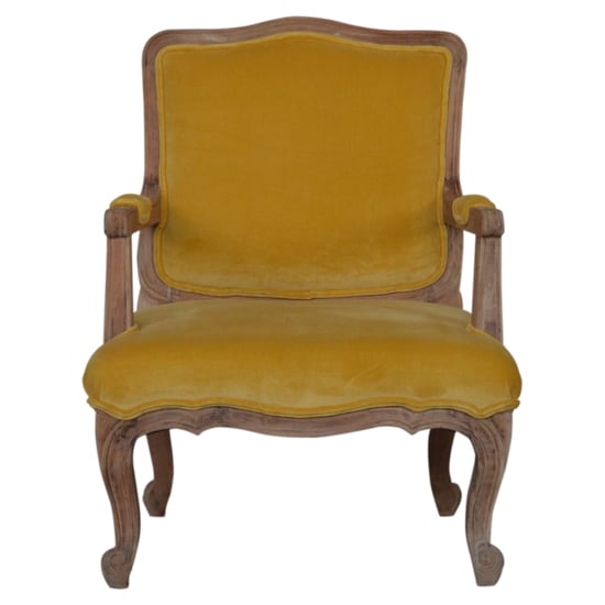 Rarer Velvet French Style Accent Chair In Mustard And Sunbleach_2