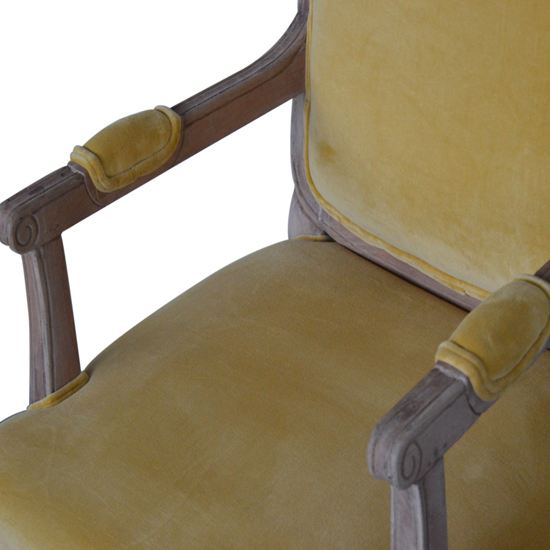 Rarer Velvet French Style Accent Chair In Mustard And Sunbleach_3