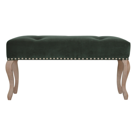 Rarer Velvet French Style Hallway Bench In Green And Sunbleach