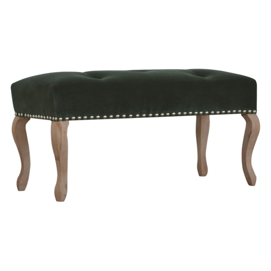 Rarer Velvet French Style Hallway Bench In Green And Sunbleach