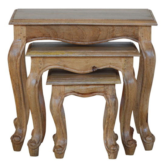 Rarer Wooden French Style Set Of 3 Nesting Tables In Oak Ish_2