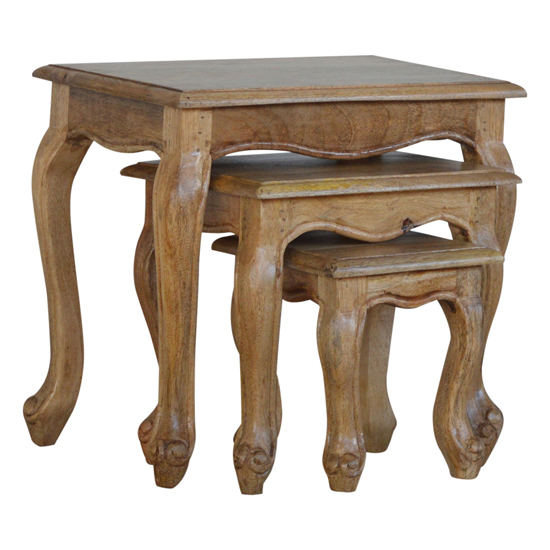 Rarer Wooden French Style Set Of 3 Nesting Tables In Oak Ish_1