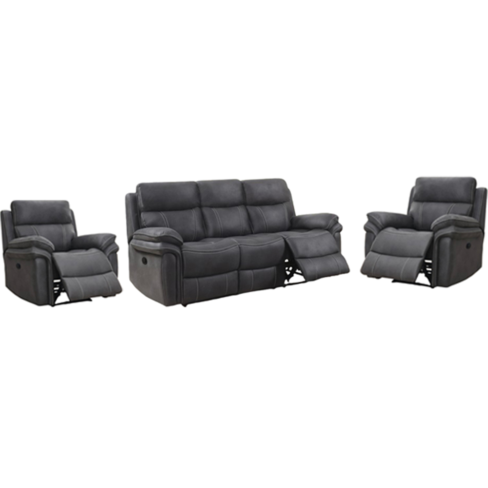 Rasalas Fabric Electric Recliner 3+1+1 Seater Sofa Set - Charcoal