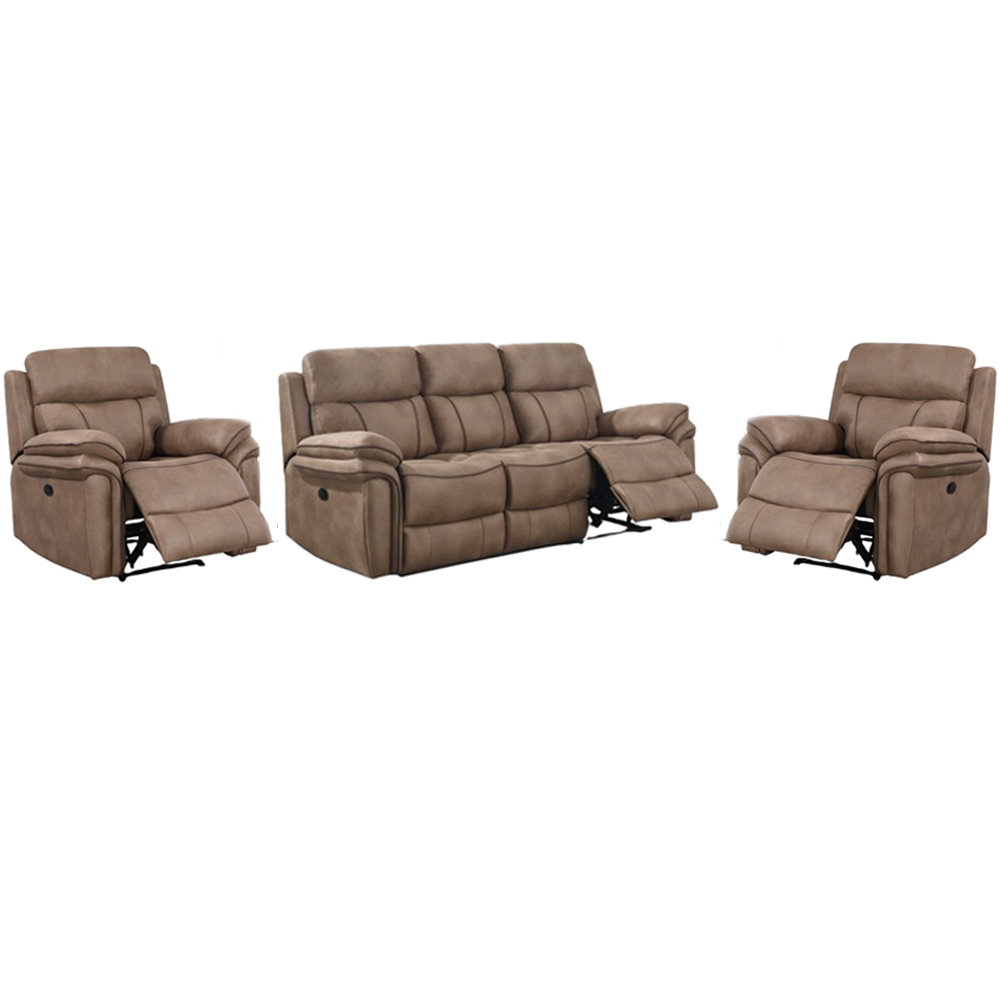 Rasalas Fabric Electric Recliner 3+1+1 Seater Sofa Set - Sahara
