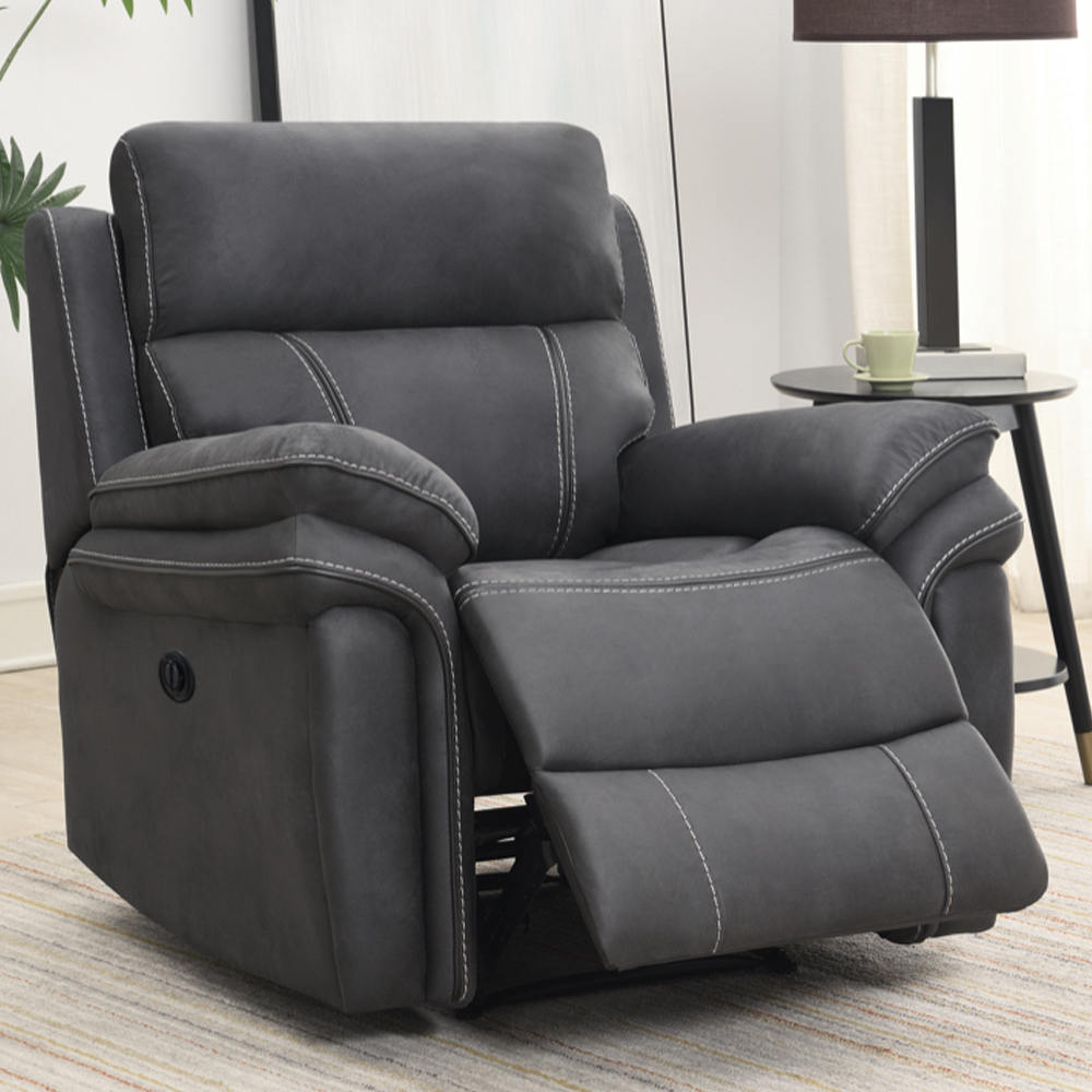 Rasalas Fabric Electric Recliner 3+2+1 Seater Sofa Set - Charcoal
