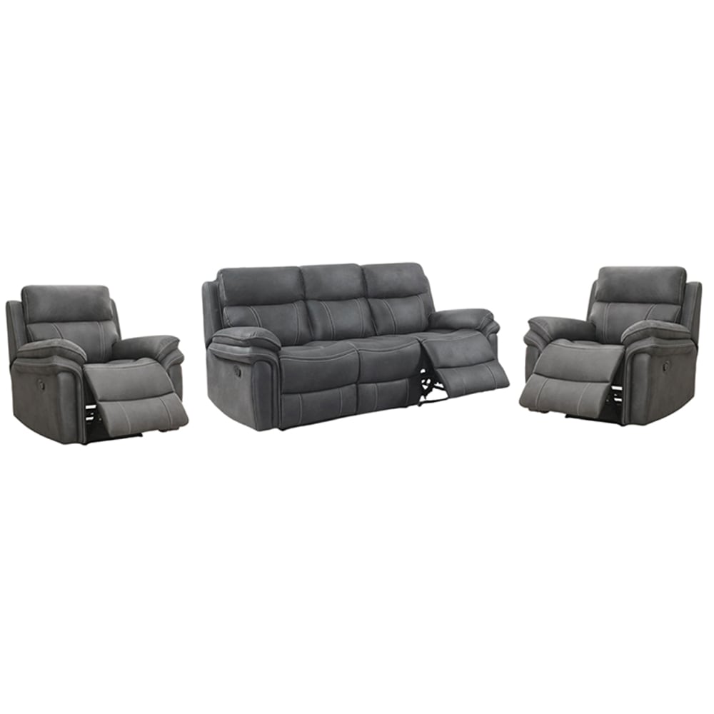 Rasalas Fabric Recliner 3+1+1 Seater Sofa Set In Grey