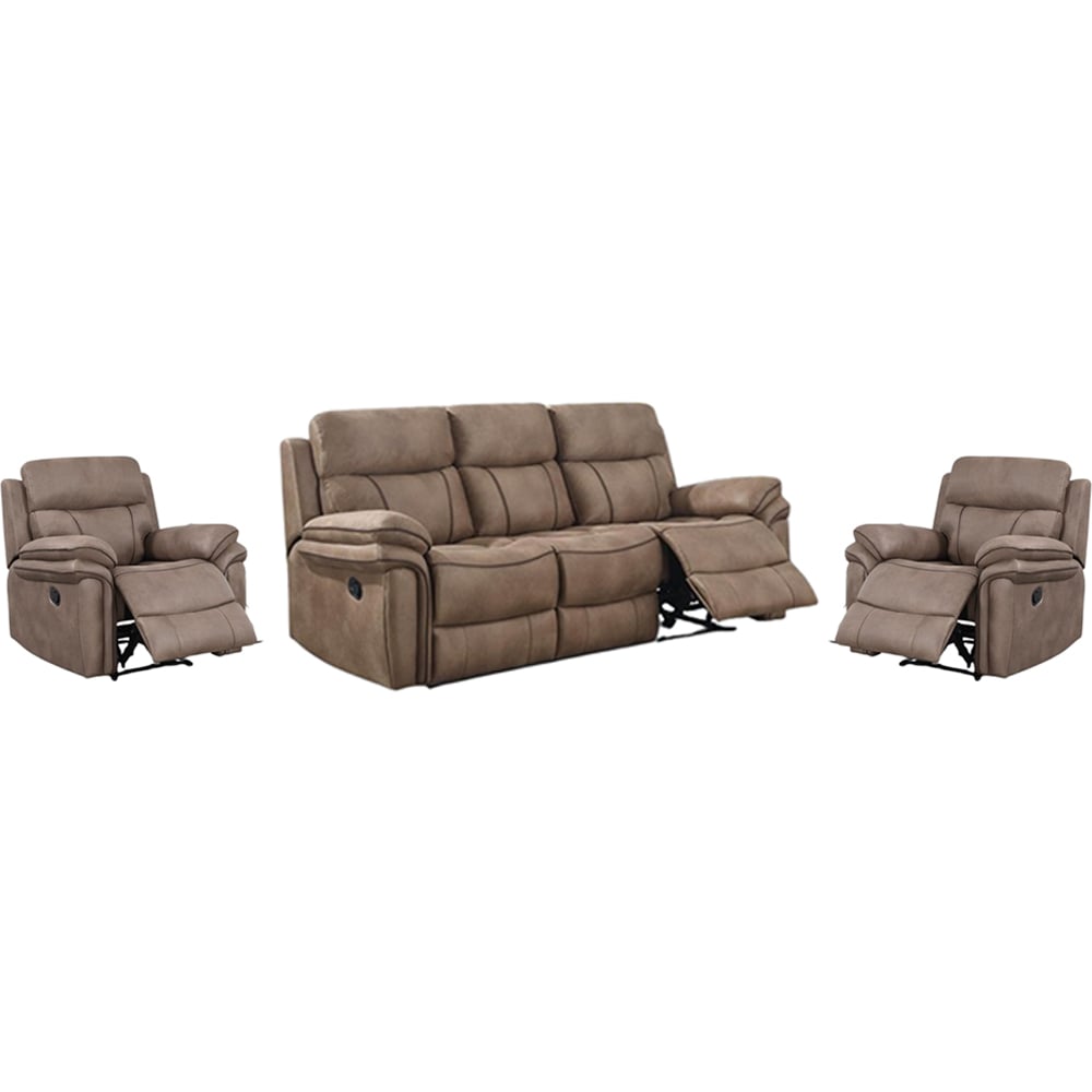 Rasalas Fabric Recliner 3+1+1 Seater Sofa Set In Sahara