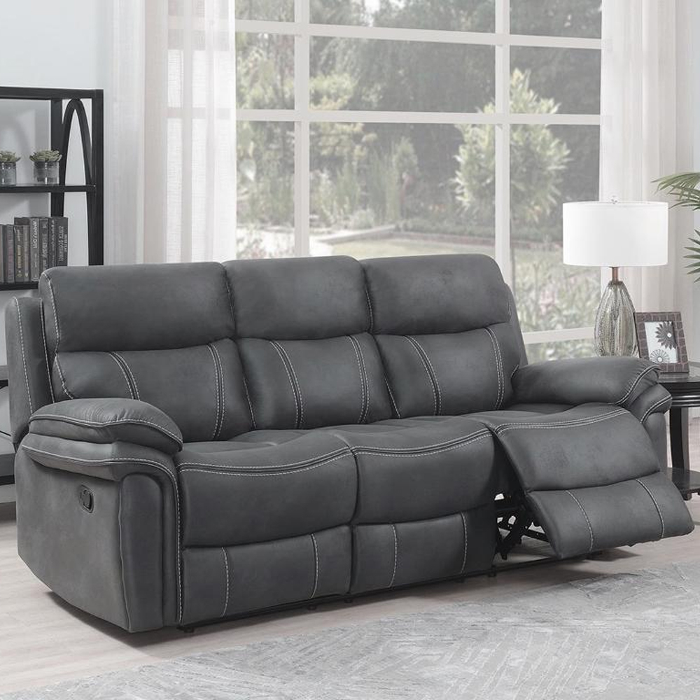 Rasalas Fabric Recliner Sofa Suite In Charcoal Grey