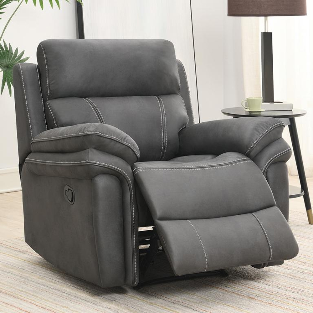 Rasalas Fabric Recliner Sofa Suite In Charcoal Grey