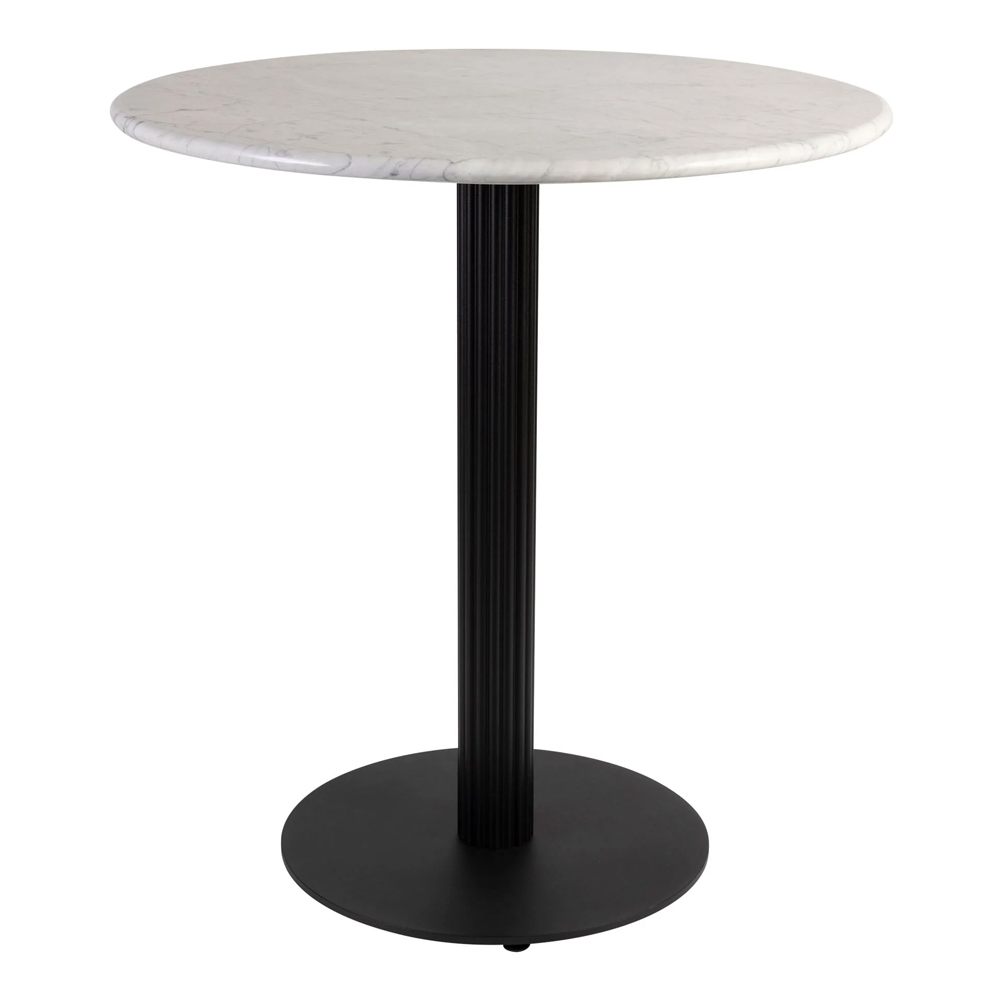 Raseo 60cm Round White Carrara Solid Marble Top Dining Table with Bicton Black Base