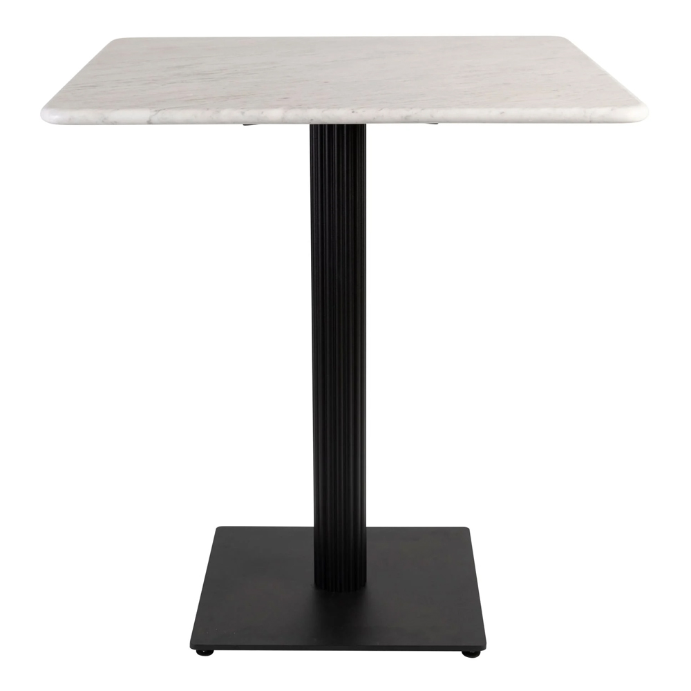 Raseo 70cm Square White Carrara Solid Marble Top Dining Table with Bicton Black Base