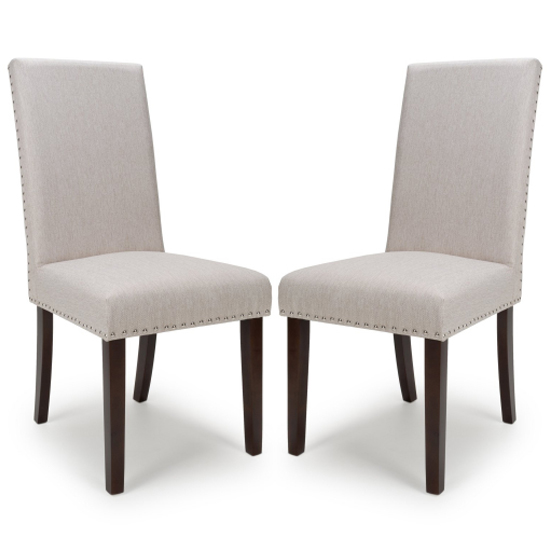 Rashto Cappuccino Plain Dining Chairs In Walnut Legs In Pair