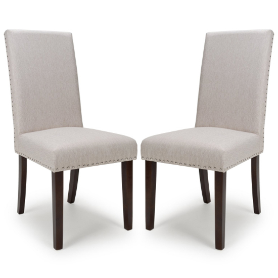 Rashto Cappuccino Plain Dining Chairs In Walnut Legs In Pair