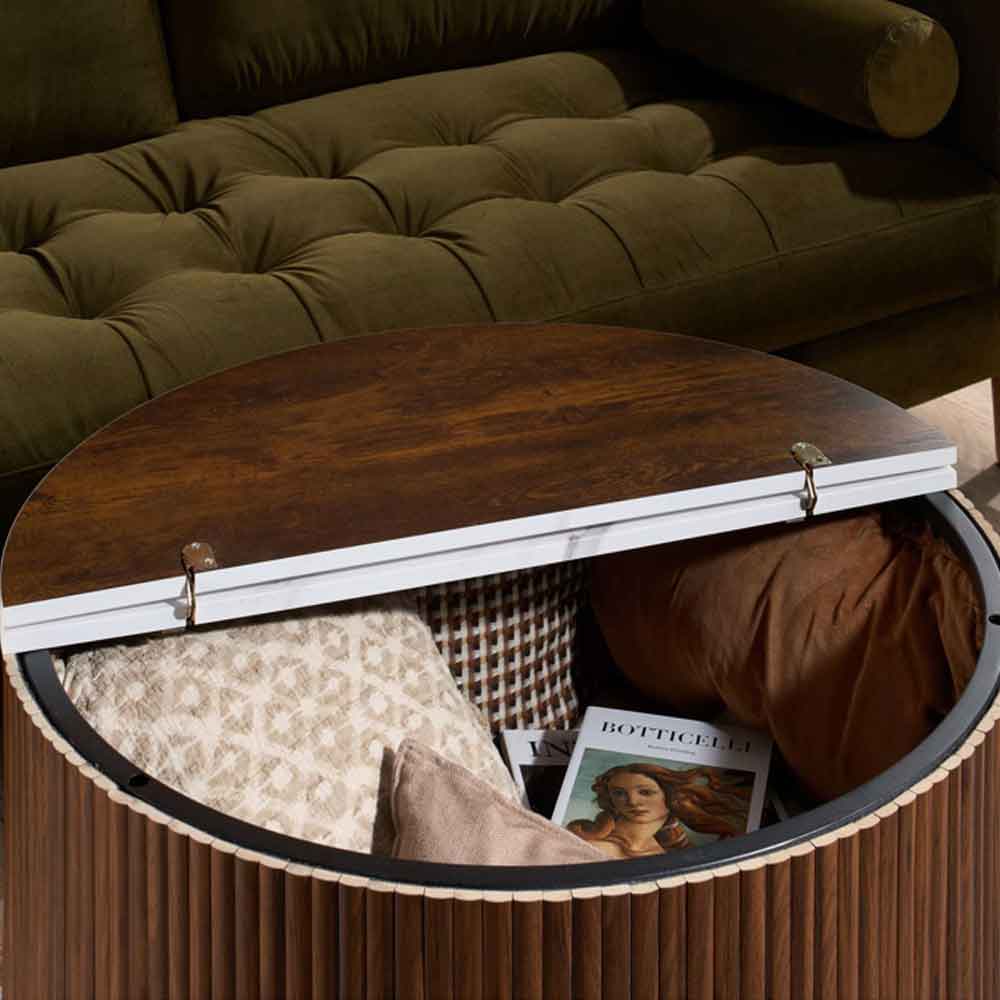 Ratro White Marble Effect Top Coffee Table with Walnut Wooden Base