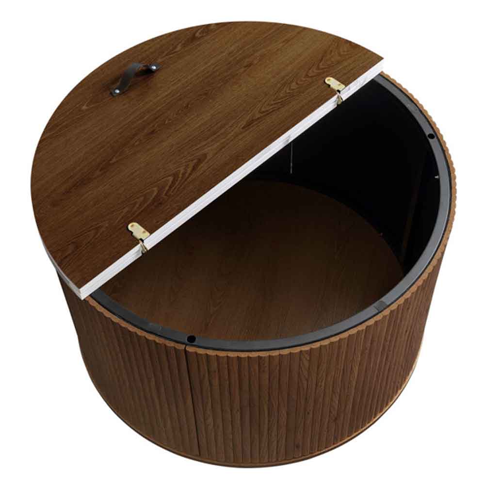 Ratro White Marble Effect Top Coffee Table with Walnut Wooden Base